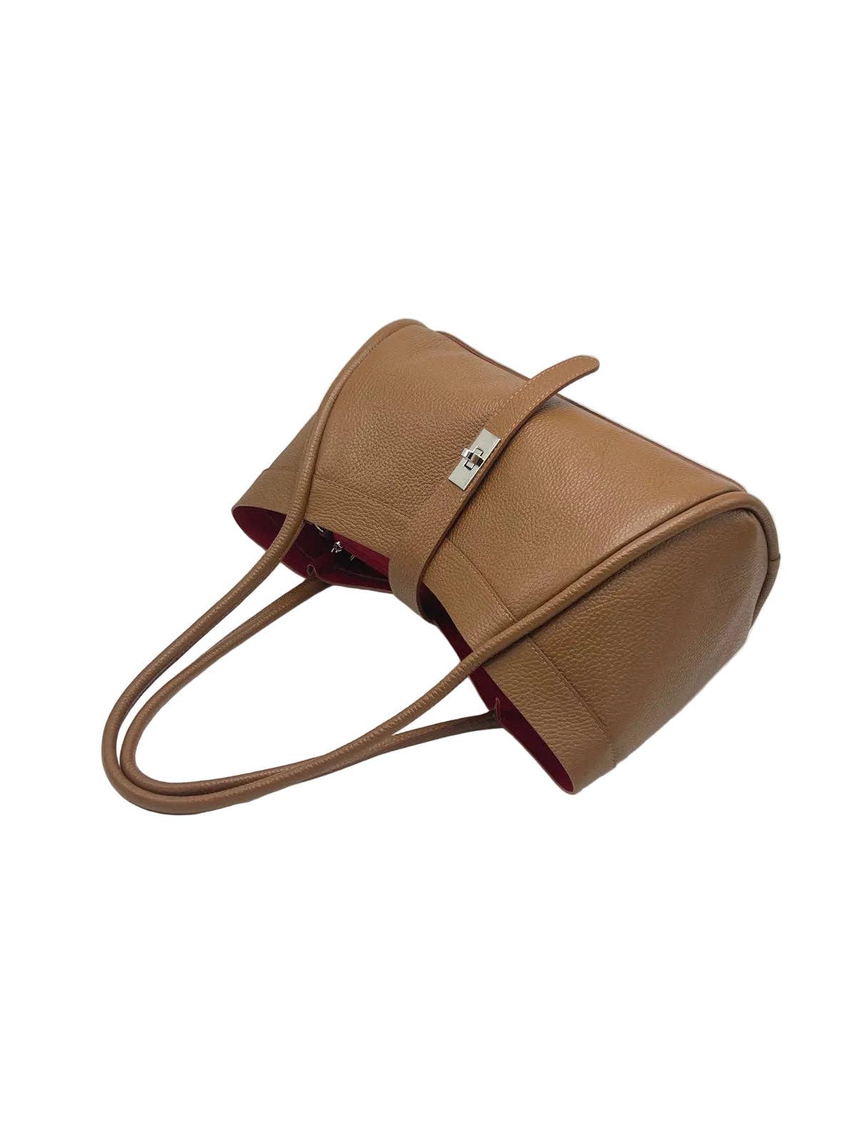 Women's Genuine Leather Handbag with Crossbody Strap, Made in Italy, art. 112724: Dark Blue