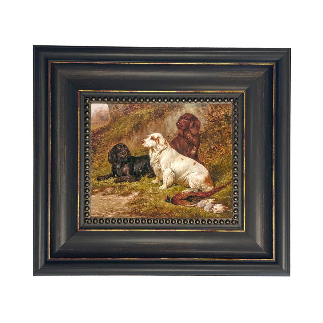 Spaniels at Rest by Colin Graeme Framed Painting Print: Narrow Distressed Black/Copper-Bead / 5" x 6"