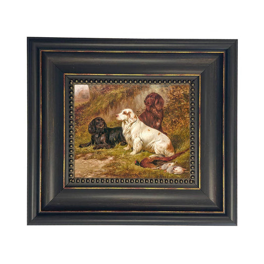 Spaniels at Rest by Colin Graeme Framed Painting Print: Narrow Distressed Black/Copper-Bead / 5" x 6"