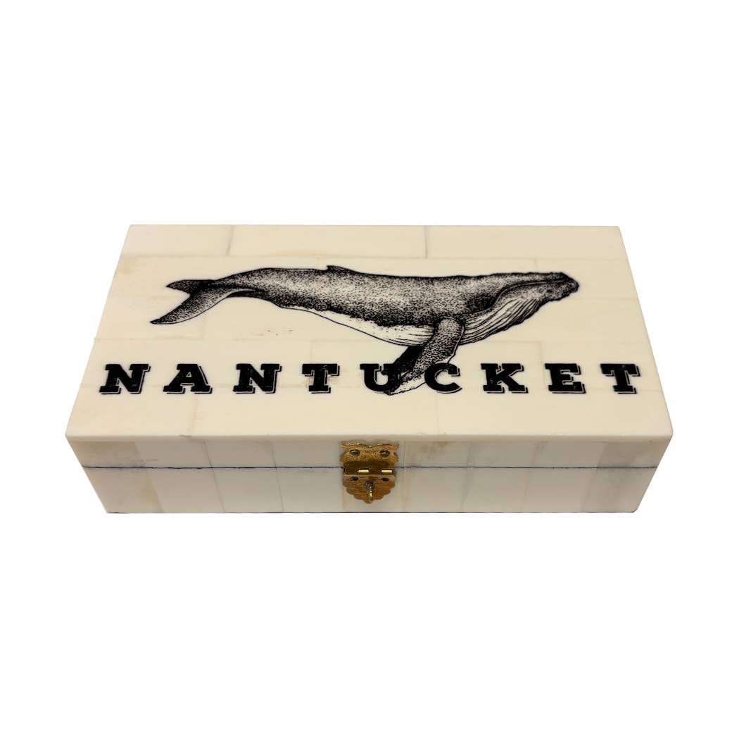 Customized Humpback Whale Vintage Bone Box | Home accents