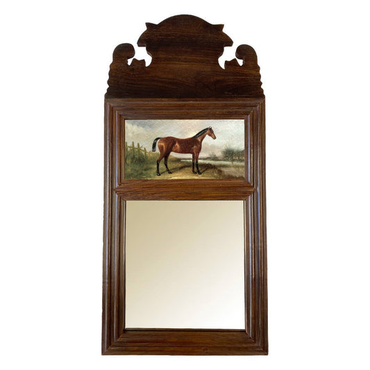 18-3/4" Wood Framed Mirror with Print of "Hunter" Horse