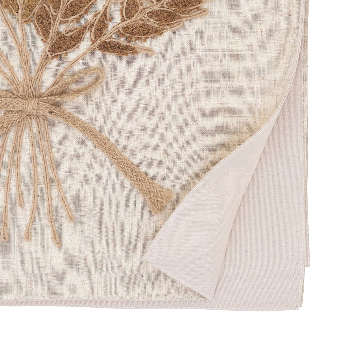 Embroidered Autumn Wheat Linen Blend Table Runner: Natural / 16"x70"