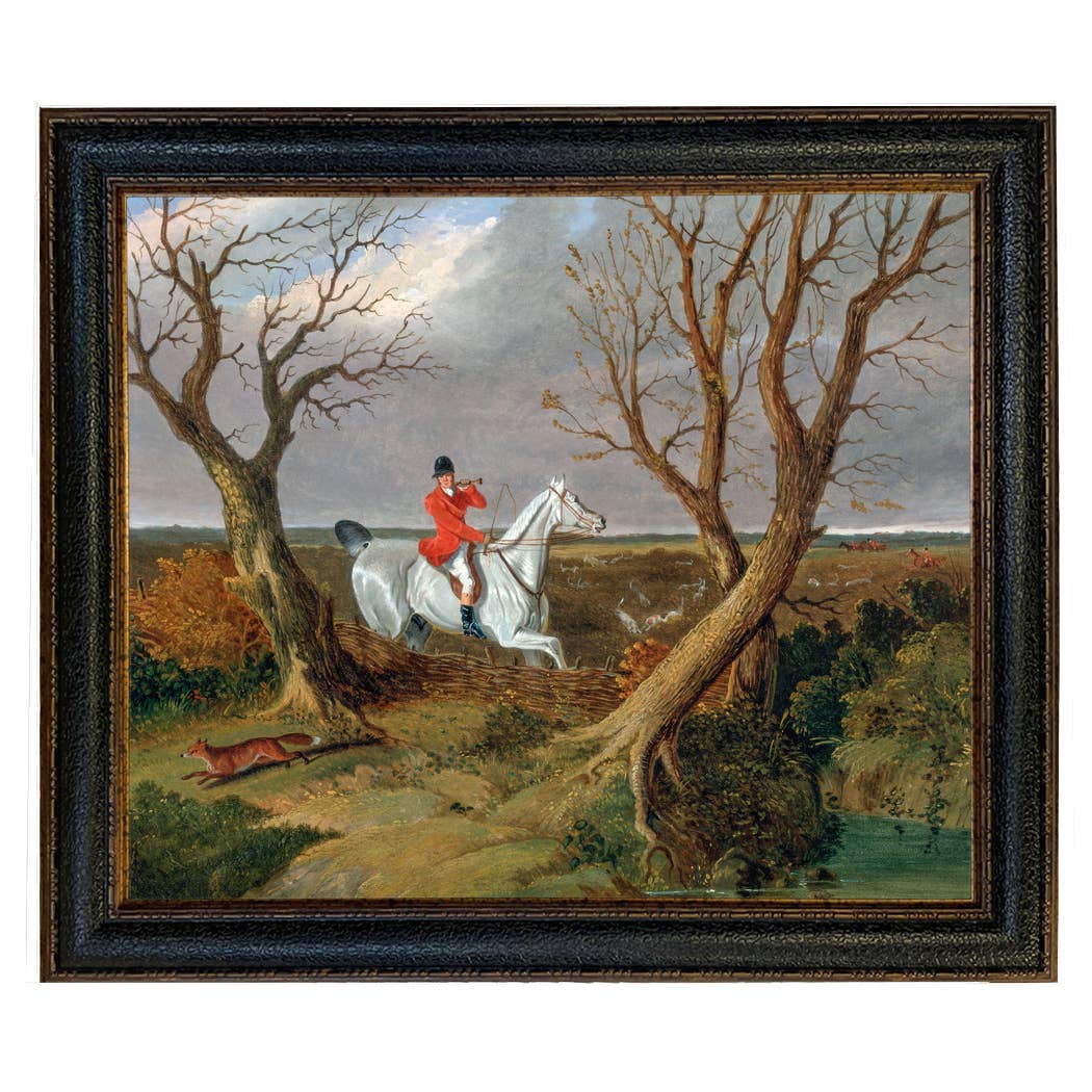 The Suffolk Hunt Vintage Painting Print on Canvas: Antiqued Black/Gold / 8" x 10"