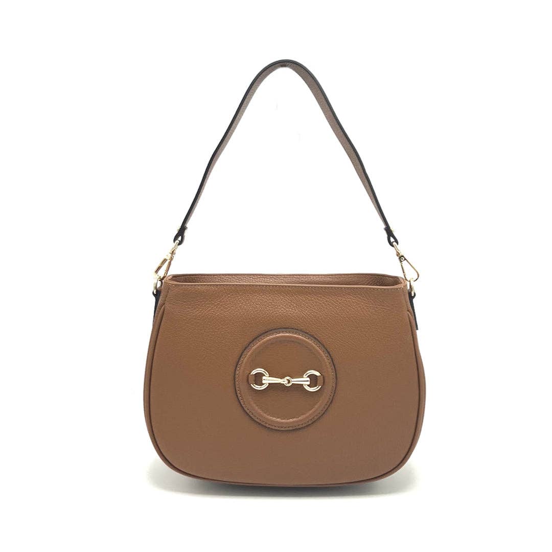 Genuine leather shoulder bag, Made in Italy, art. 112627: Taupe