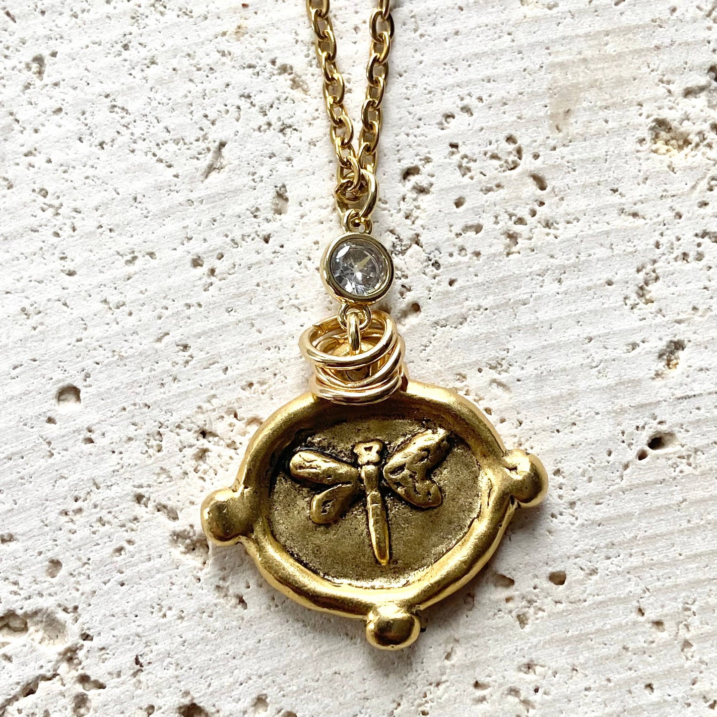 Dragonfly necklace non tarnishing jewelry