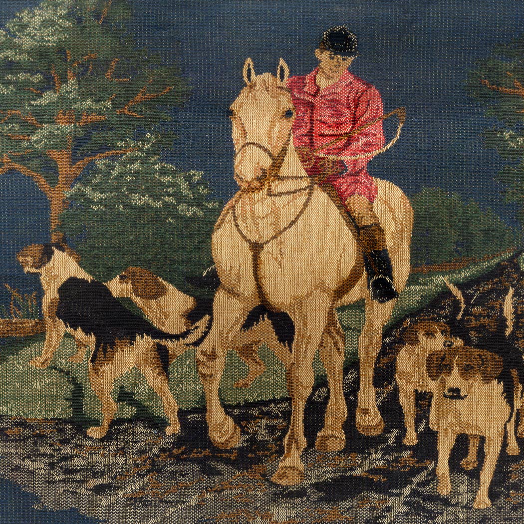 Fox Hunt Tapestry Wood and Glass Decorative Tray