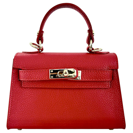 Modarno Dollarno Women's Handbag “Kelly” in genuine leather 21x8x14 cm: Rosso