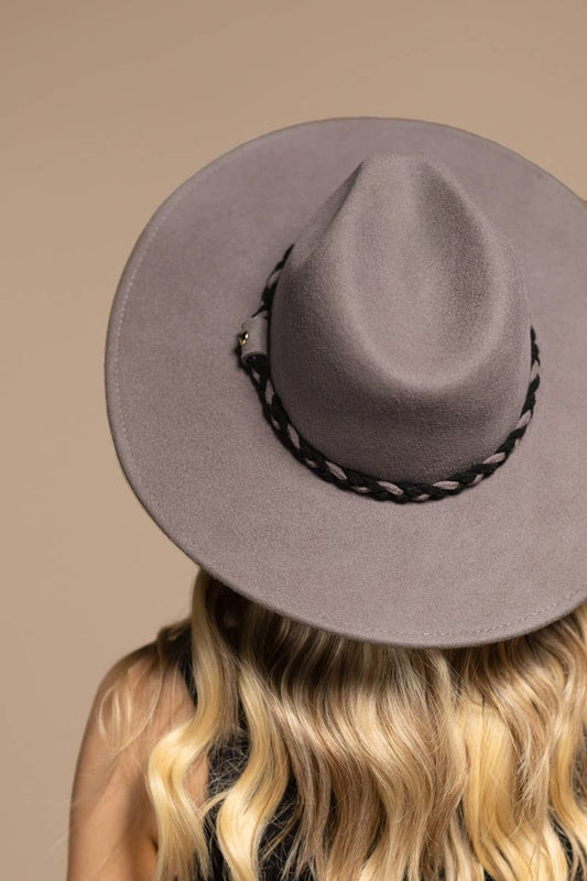 100% Wool Panama Hat & Braid: Grey / OS