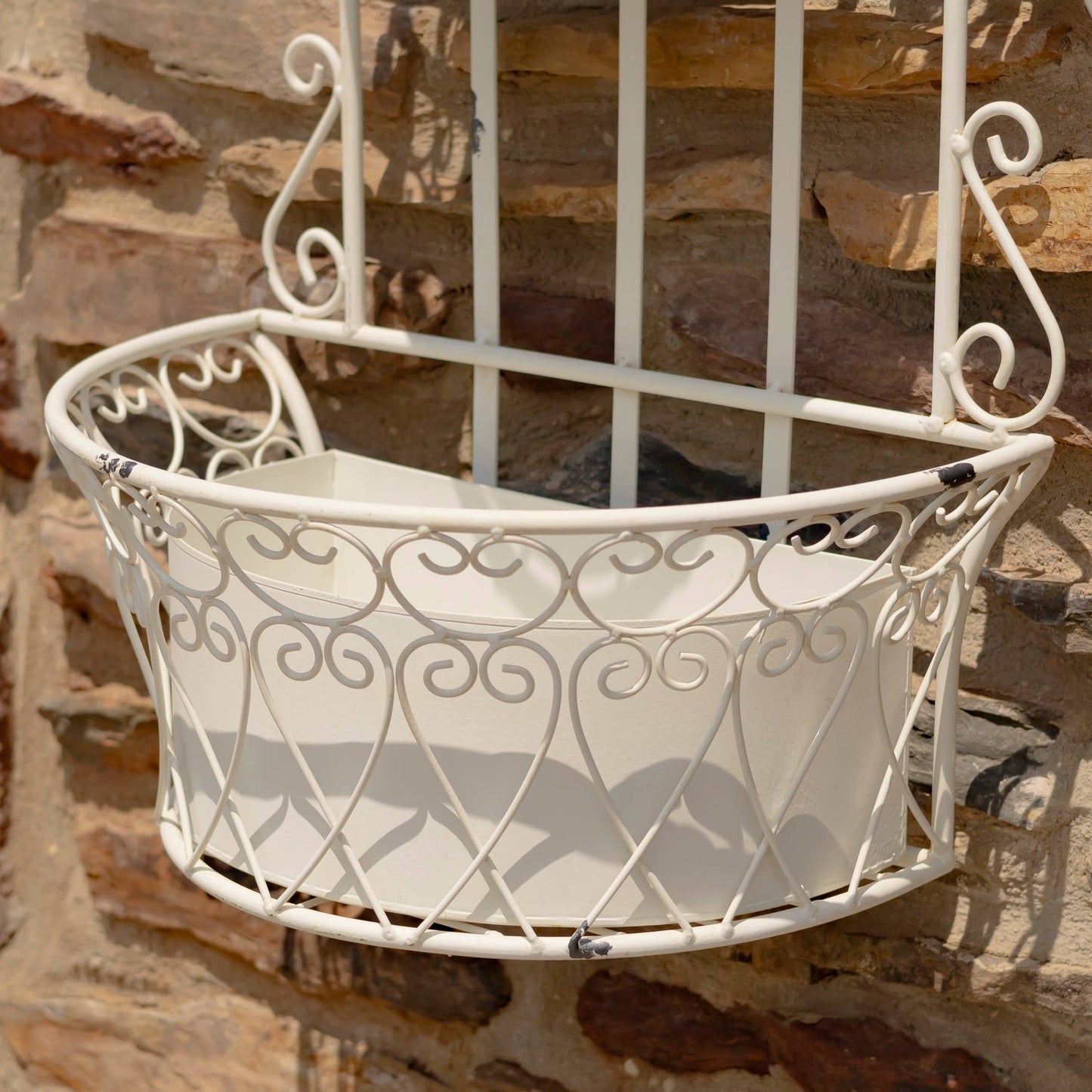Dual Wall Hanging Planters with Removable Baskets: Antique White