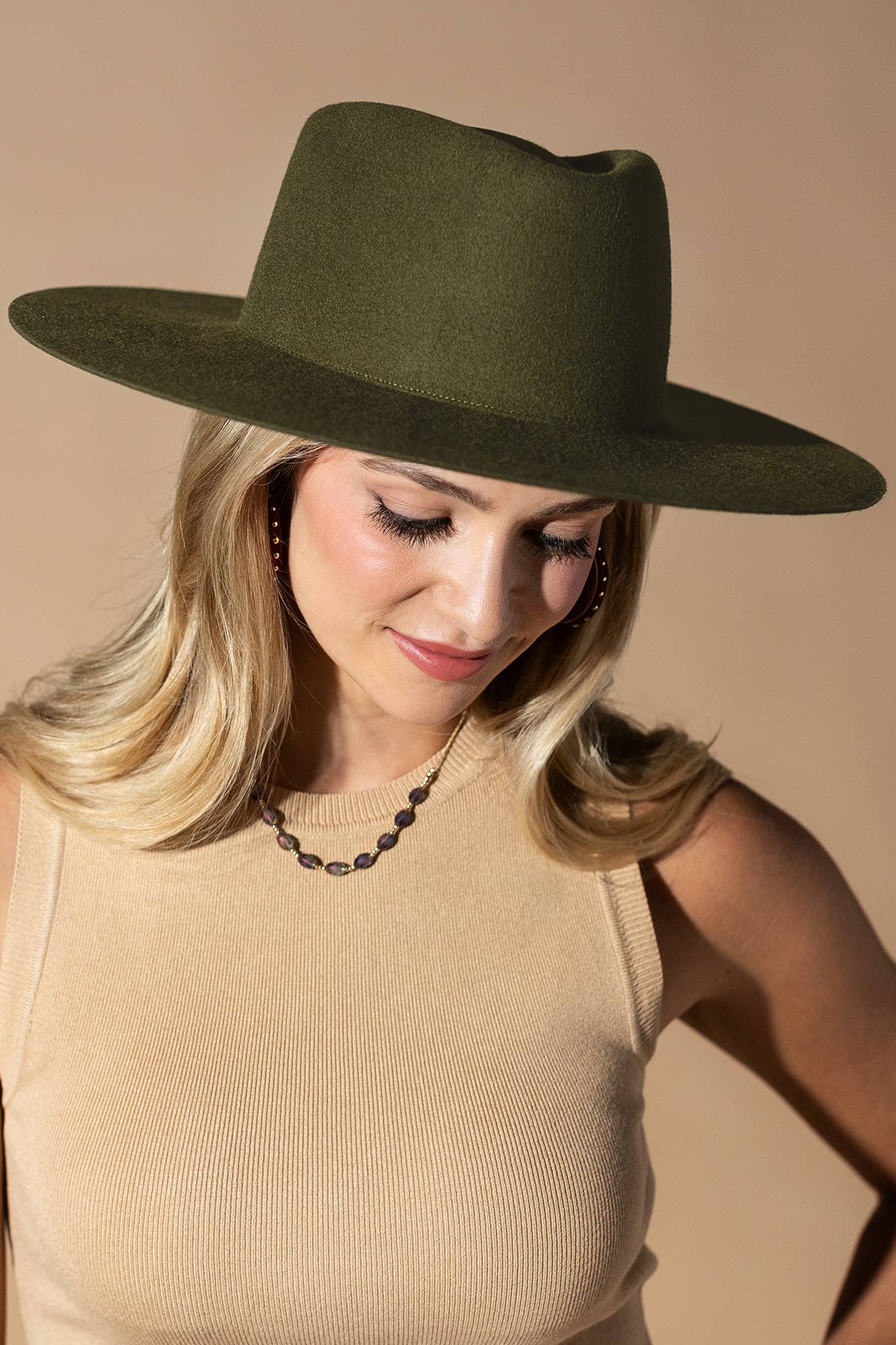 100% Australian Wool Triangular Panama Hat-Blank: RASPBERRY / OS