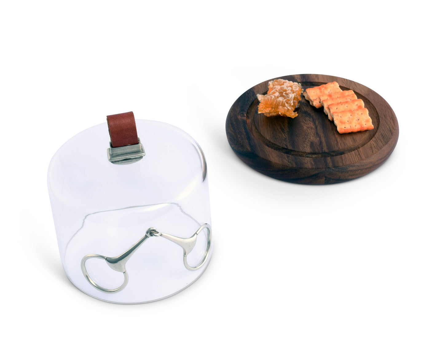 Horse Bit Glass Covered Cheese Wood Board: Wood 6.5" D