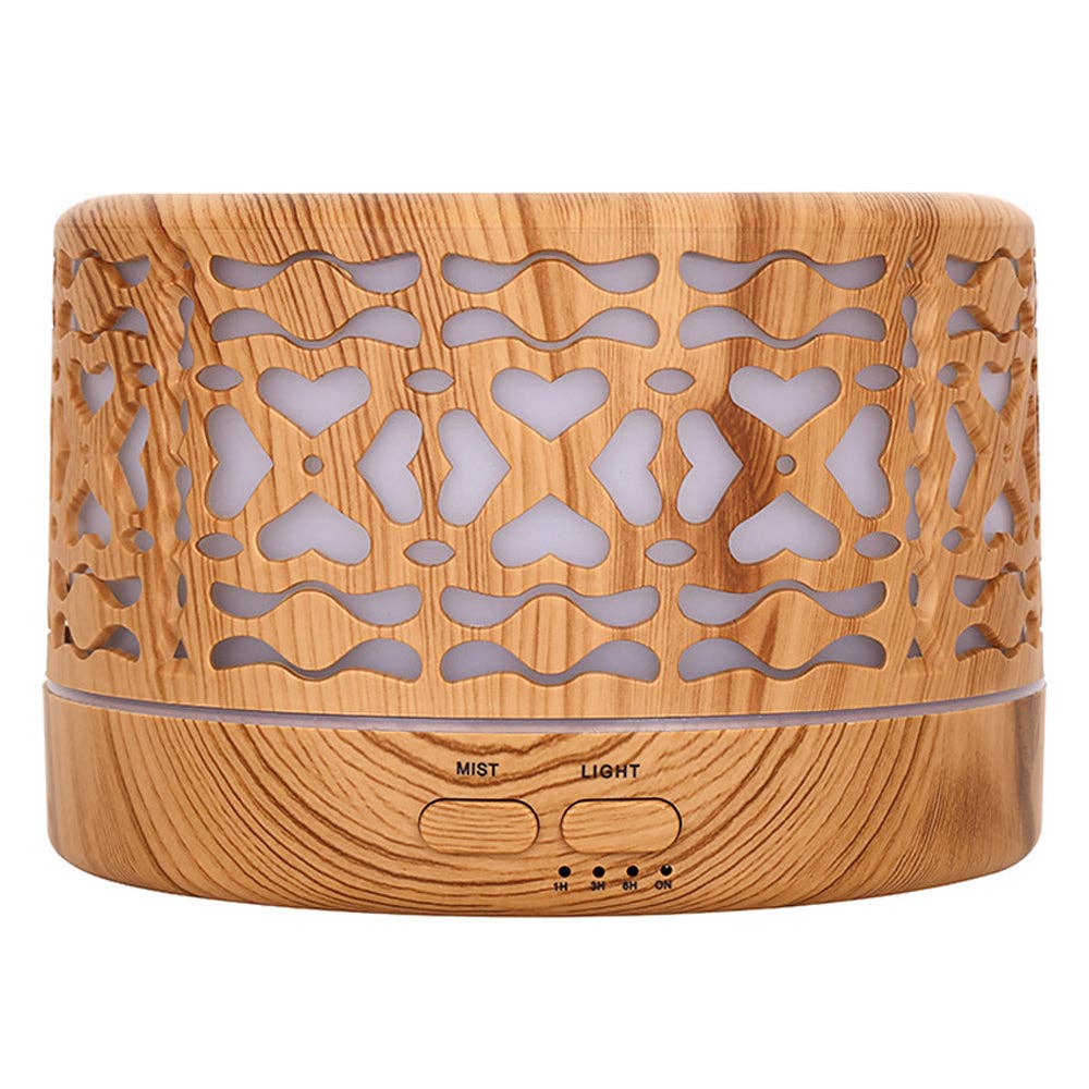 Designer 700ml Ultrasonic 5 in 1 Home Diffuser, Hearts: Light Wood