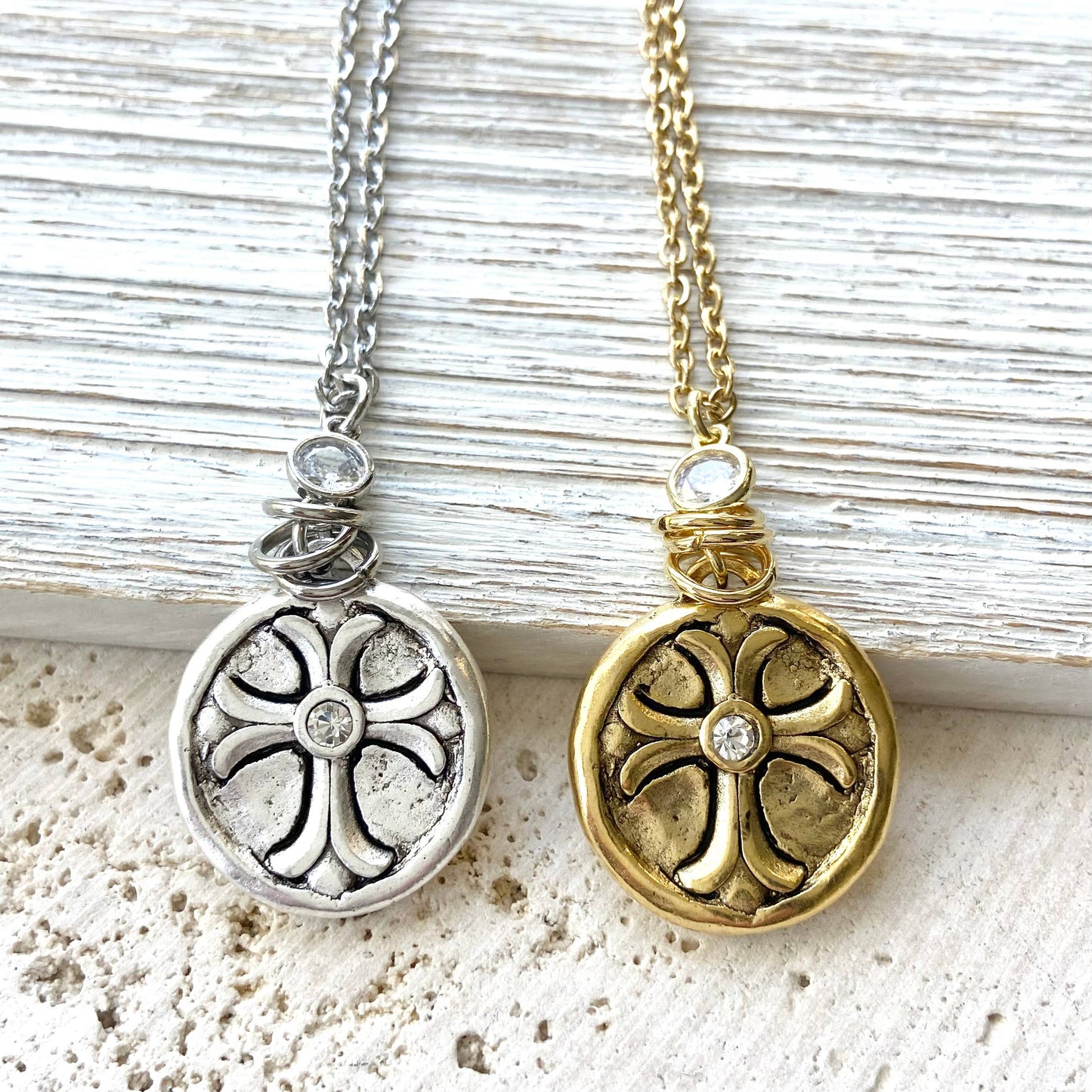 Cross religious jewelry bible lord pray holy God necklace: Gold