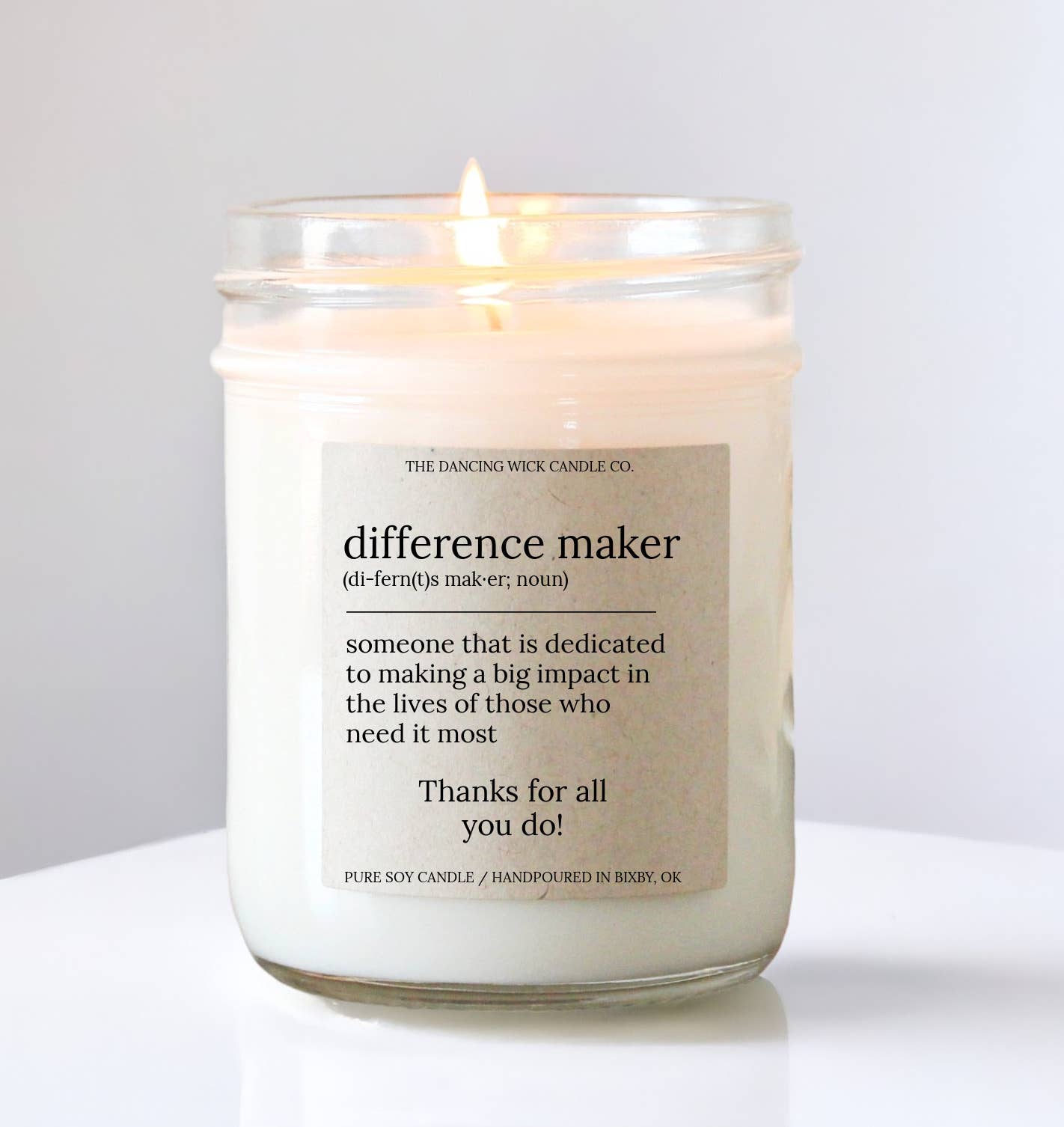 Difference Maker Candle  / Coach, Teacher, Co-worker Gift: Regular 8 oz candle / Lavender Vanilla