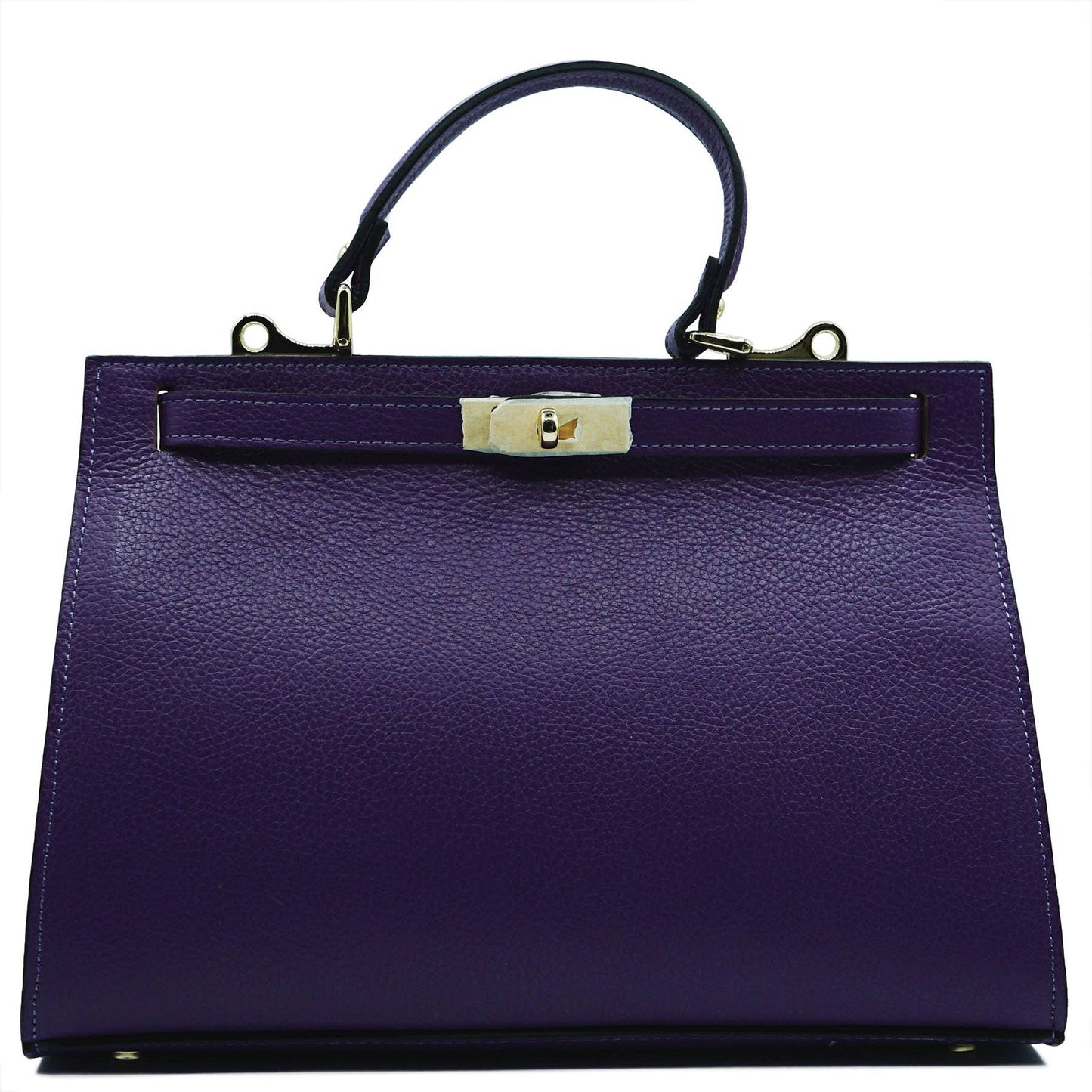 Large genuine leather handbag with shoulder strap: Verde
