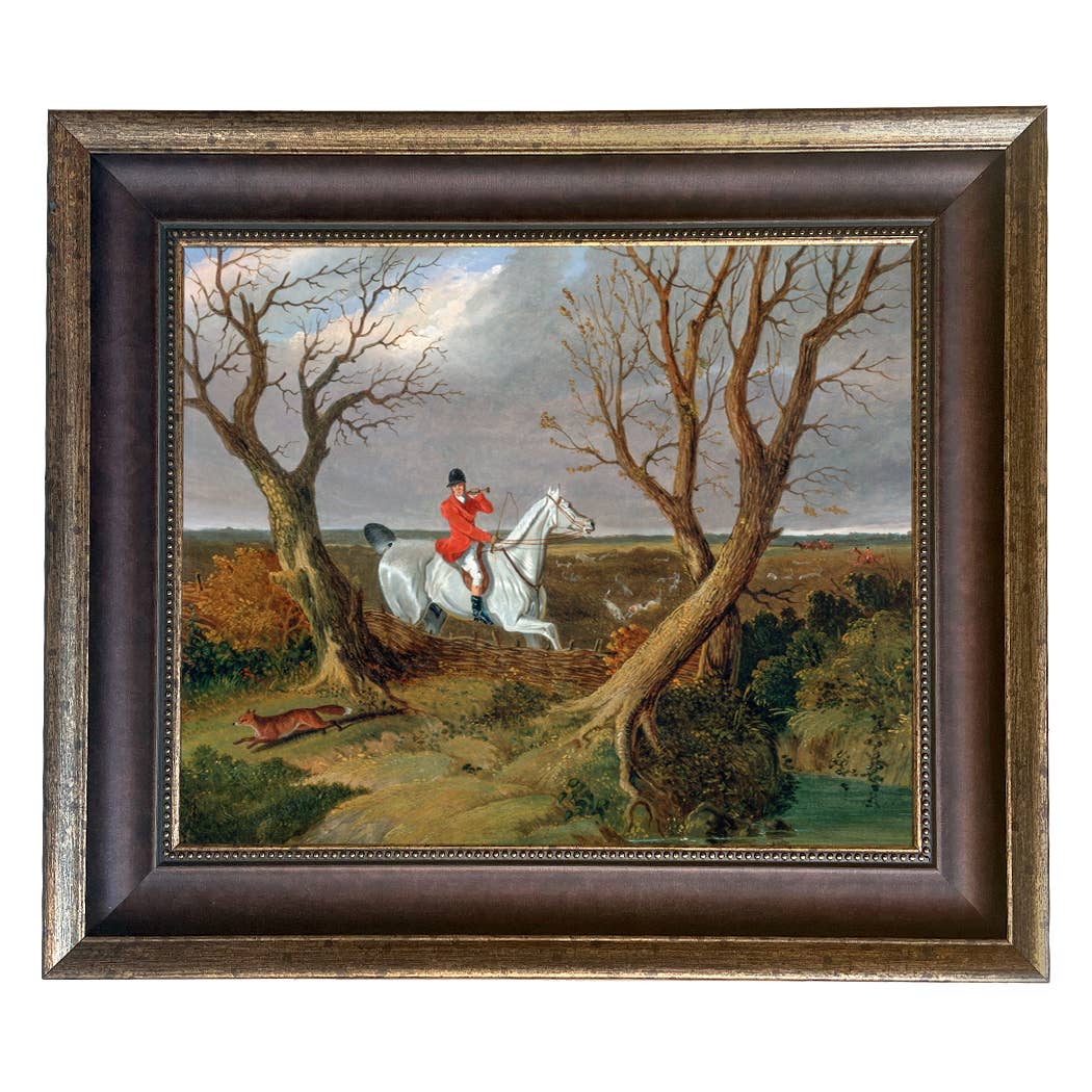 The Suffolk Hunt Vintage Painting Print on Canvas: Antiqued Black/Gold / 8" x 10"