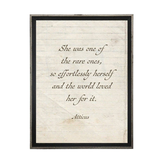 Harper Lee Quote On Vintage Line Paper: Black And Silver Narrow Shadowbox 1300-865 Yy / 8" X 10"