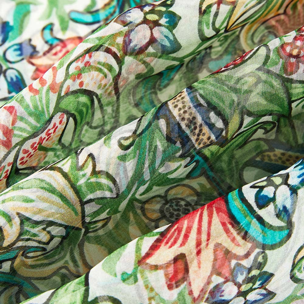 100% PURE SILK SCARF WILLIAM MORRIS GOLDEN LILY