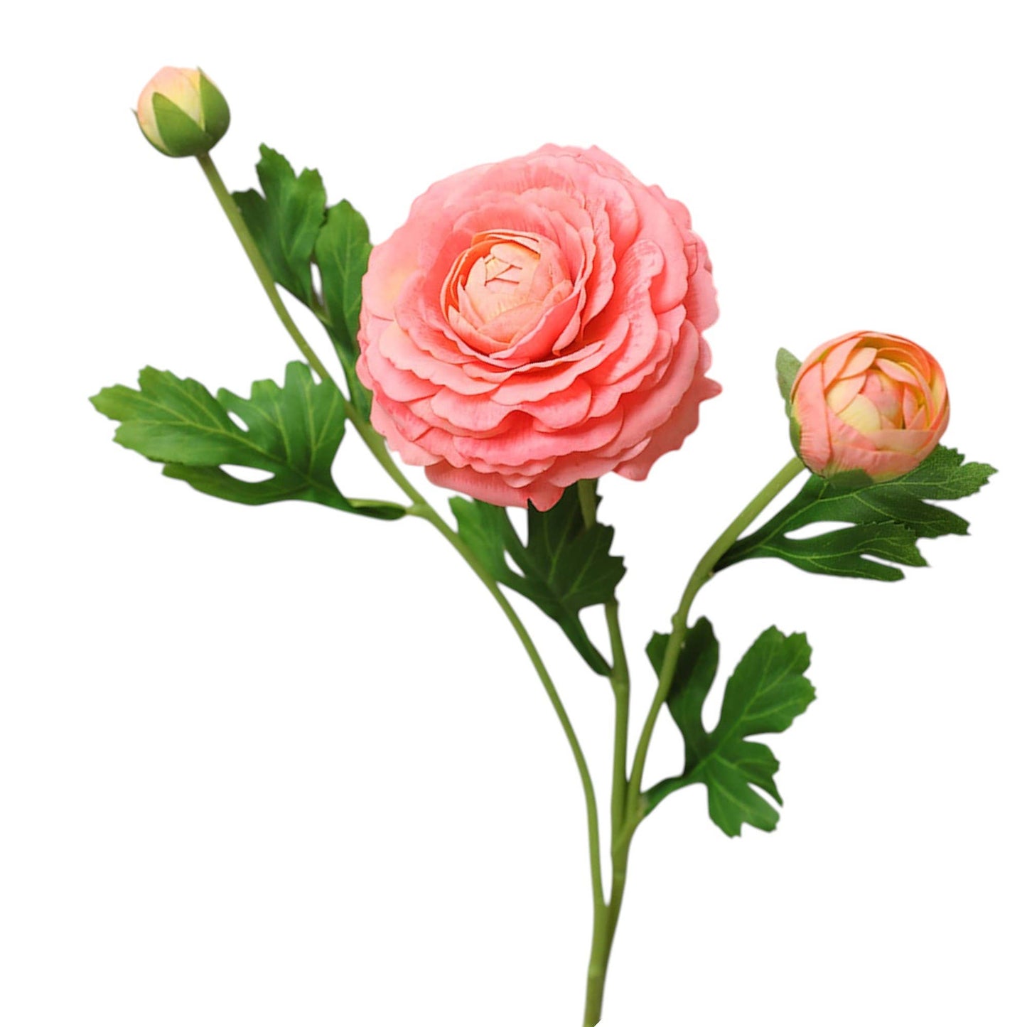 18"-Ultra Realistic Artificial Real Touch Ranunculus: Soft Coral Peach