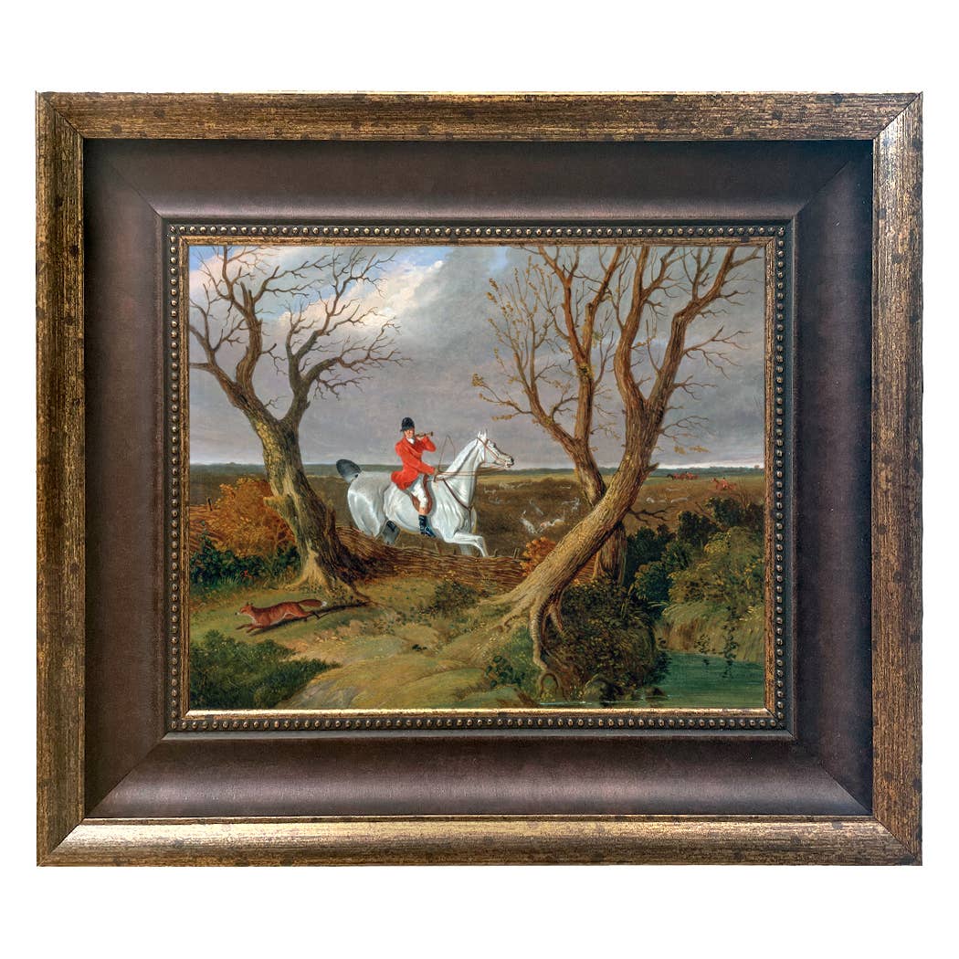 The Suffolk Hunt Vintage Painting Print on Canvas: Antiqued Black/Gold / 8" x 10"