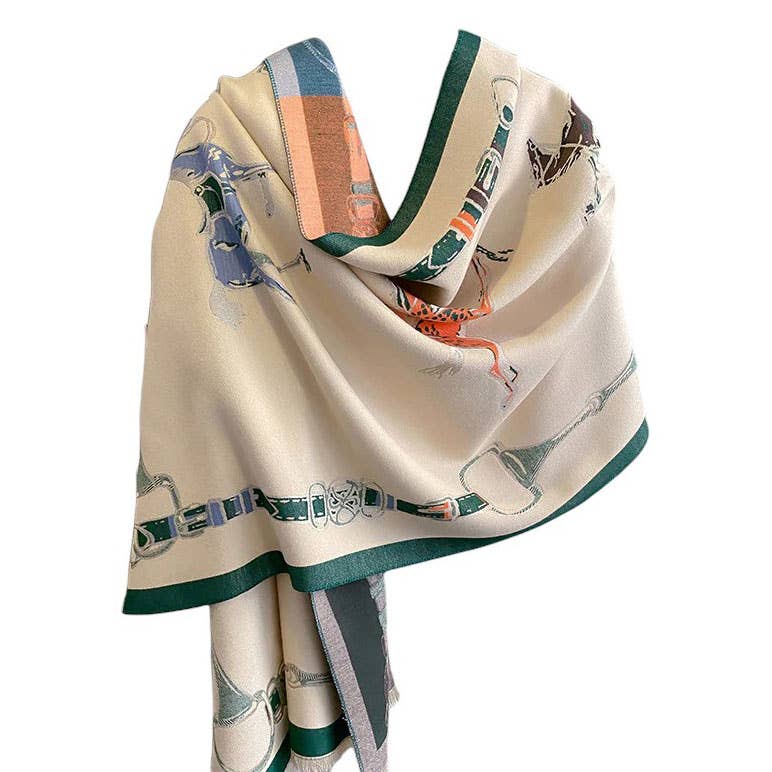 AWST Int'l Hunter Horses Acrylic Cashmere Scarf: Orange