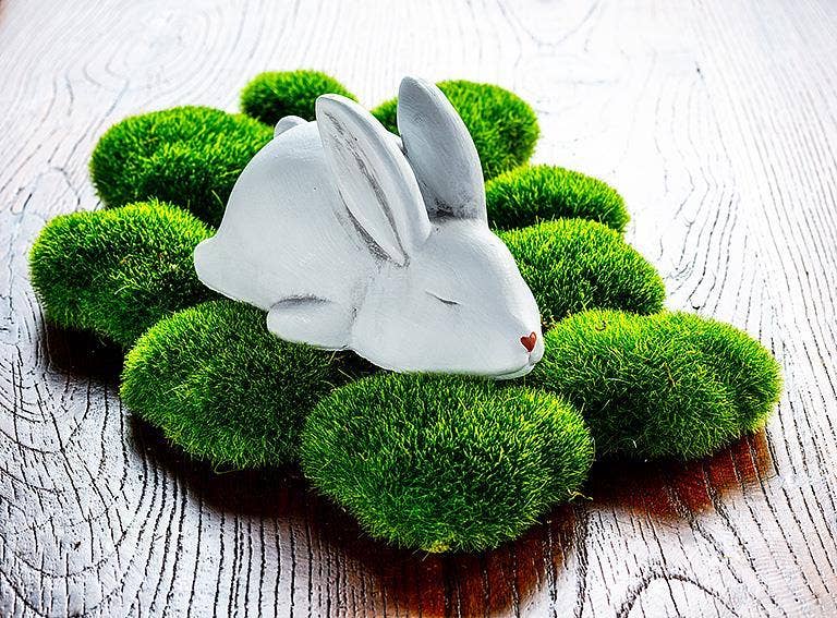 Sleeping White Bunny-6"L
