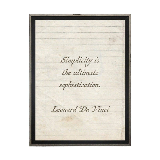 Simplicity Is…Da Vinci Quote On Lined Paper: Black And Silver Narrow Shadowbox 1300-865 Yy / 8" X 10"