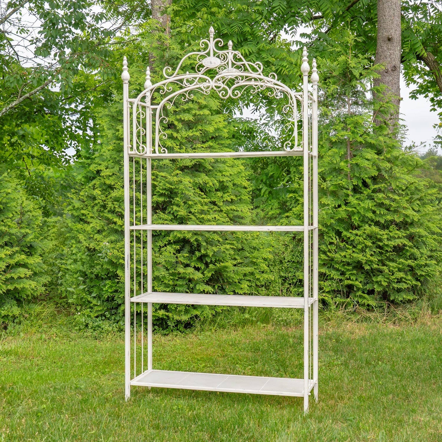 7.5ft. Tall Four Tier Standing Shelf "Stephania" : White