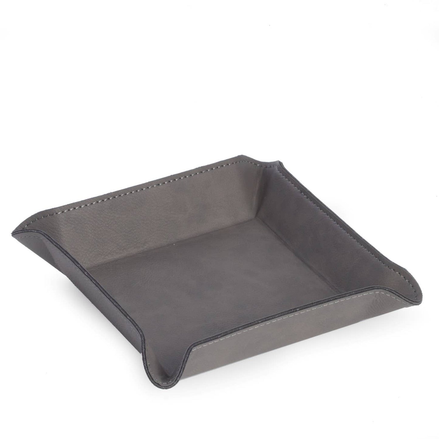 Square Leatherette Valet: Brown