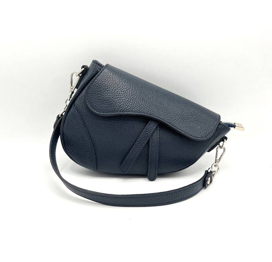 Genuine leather shoulder bag, Made in Italy, art. 112436: Dark Blue