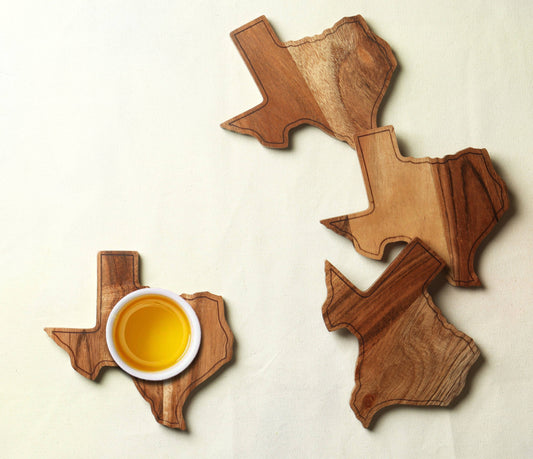 Wooden Texas Coasters, Set of 4