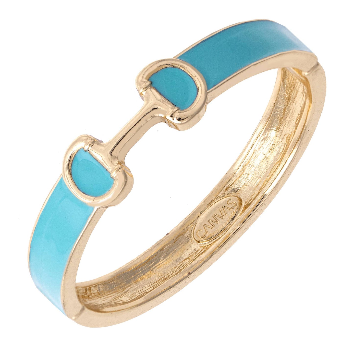 Majesty Horsebit Enamel Hinge Bangle: Light Blue