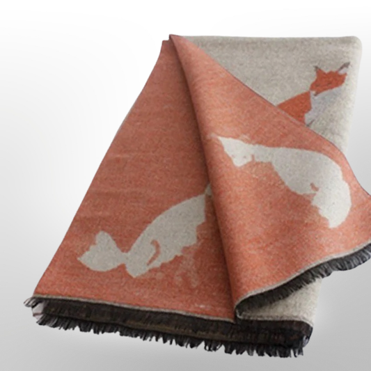 Tallyho Mr Fox Soft Winter Scarf Shawl: Beige/Cantaloupe