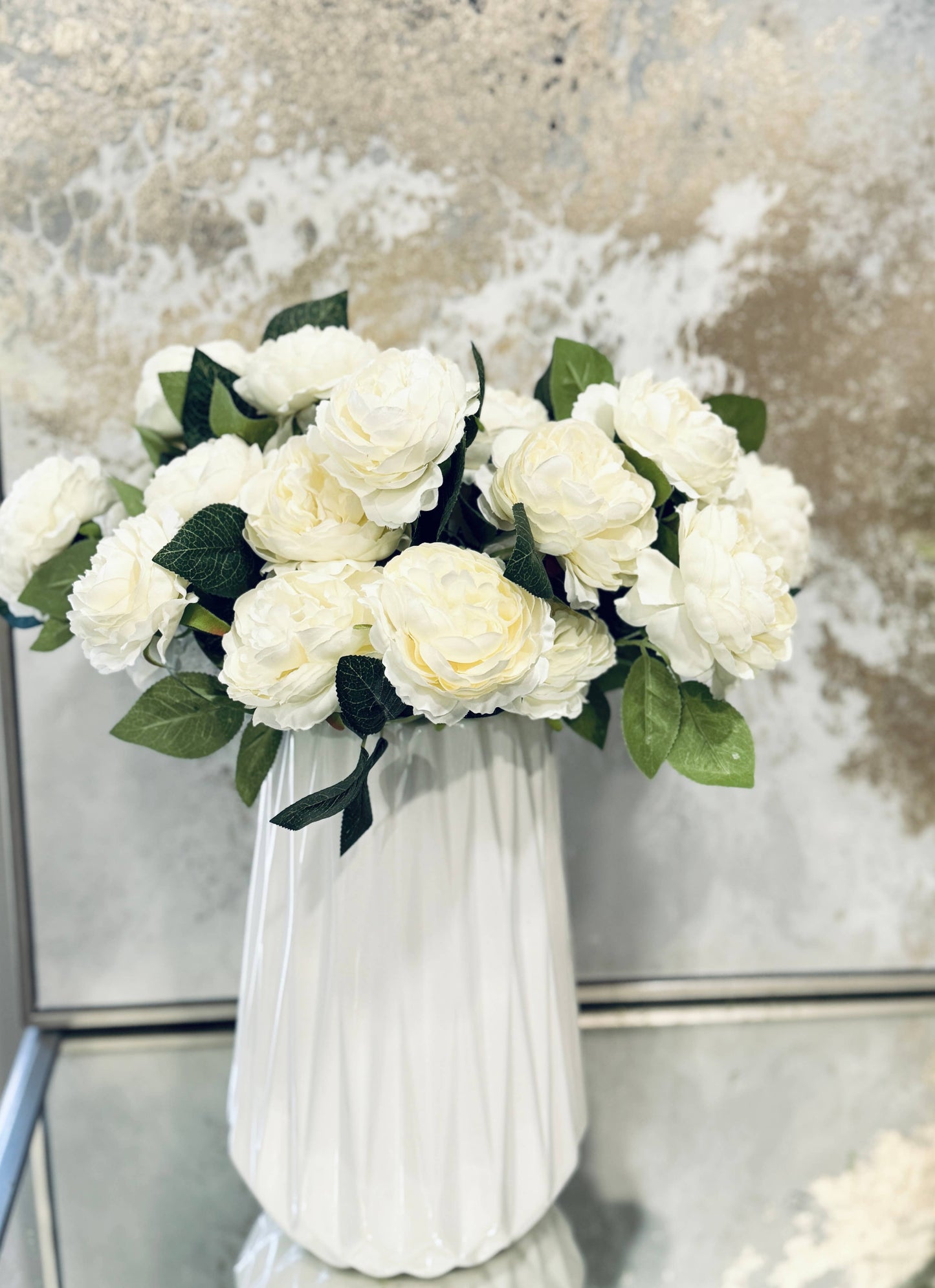 11" Artificial Cabbage Peony stem: Soft White