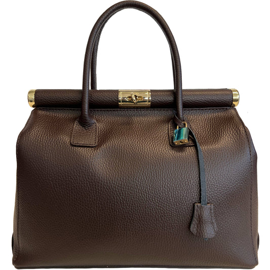 Modarno Handbag Women's Leather Handbag with Shoulder Strap: Dark Chocolate