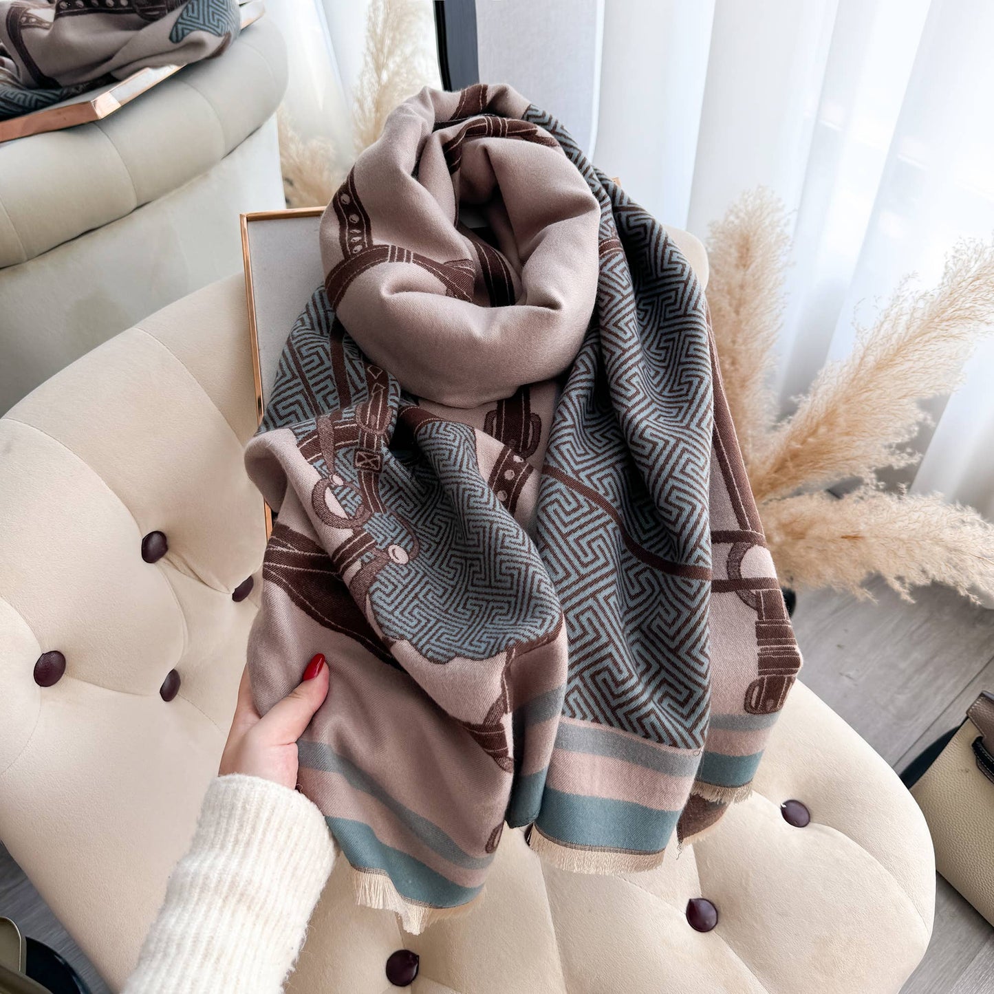 Blue / Brown Equine Halter Reversible Wrap