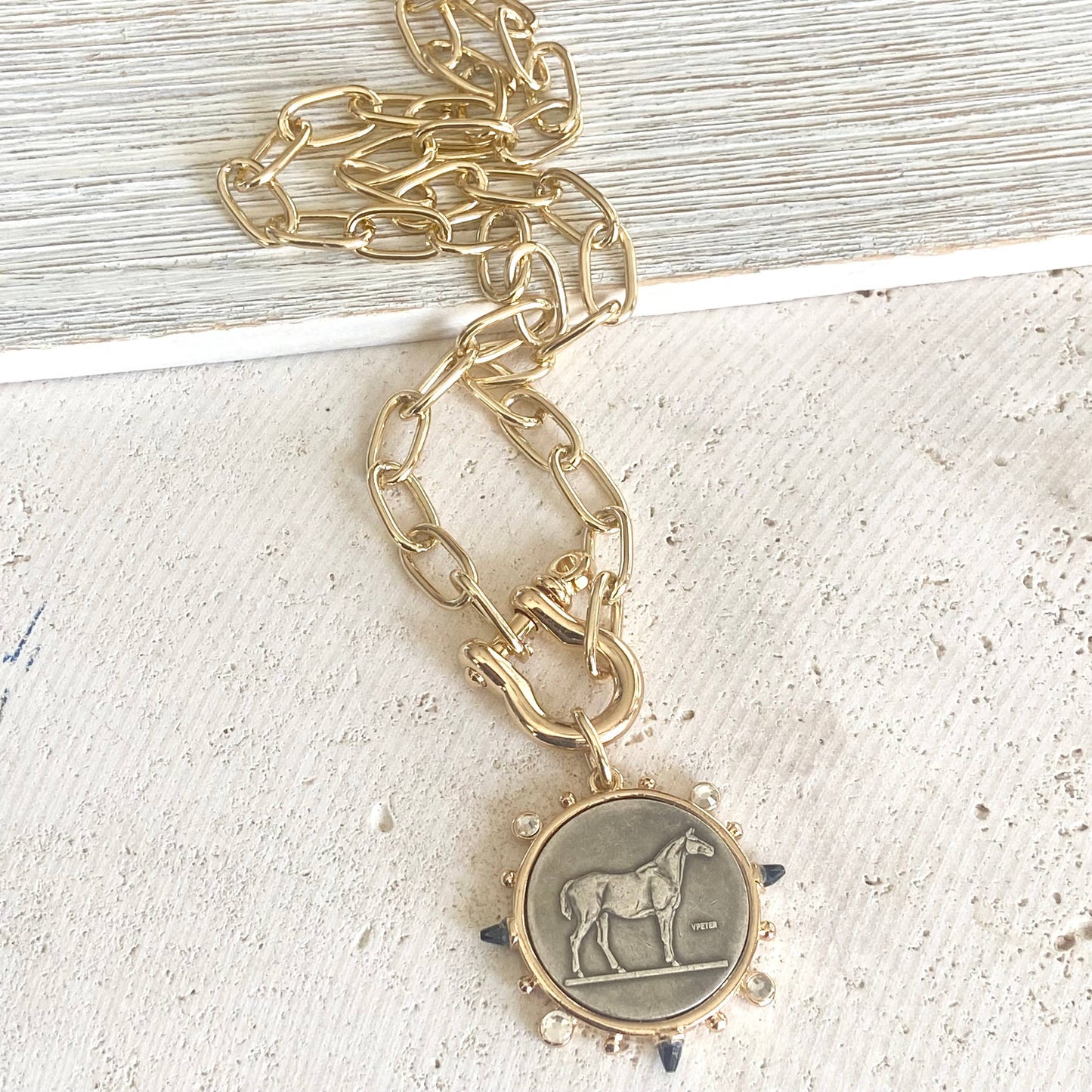 Horse Coin Shackle Necklace ~ Equestrian Derby  Jewelry 