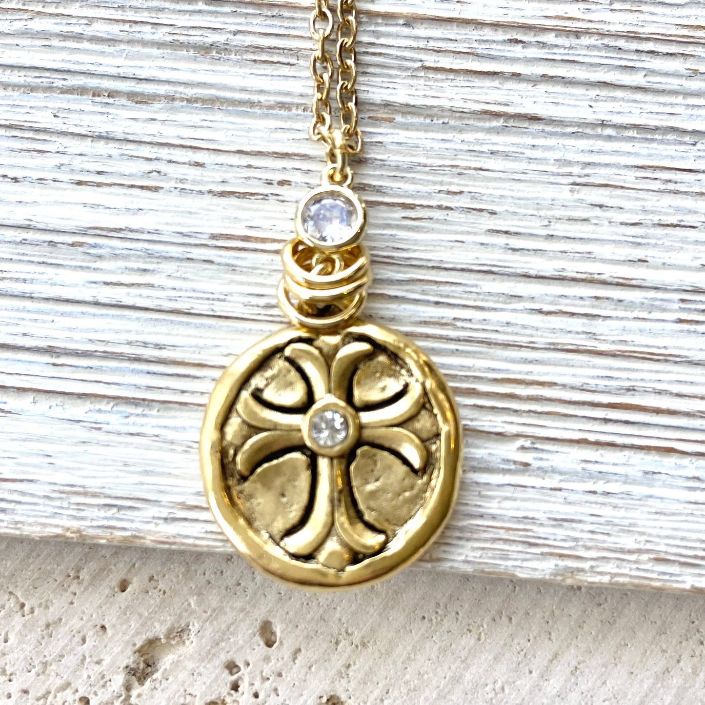Cross religious jewelry bible lord pray holy God necklace: Gold