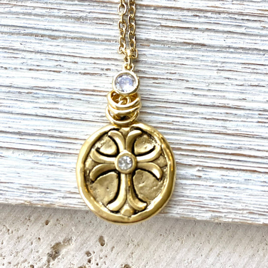 Cross religious jewelry bible lord pray holy God necklace: Gold