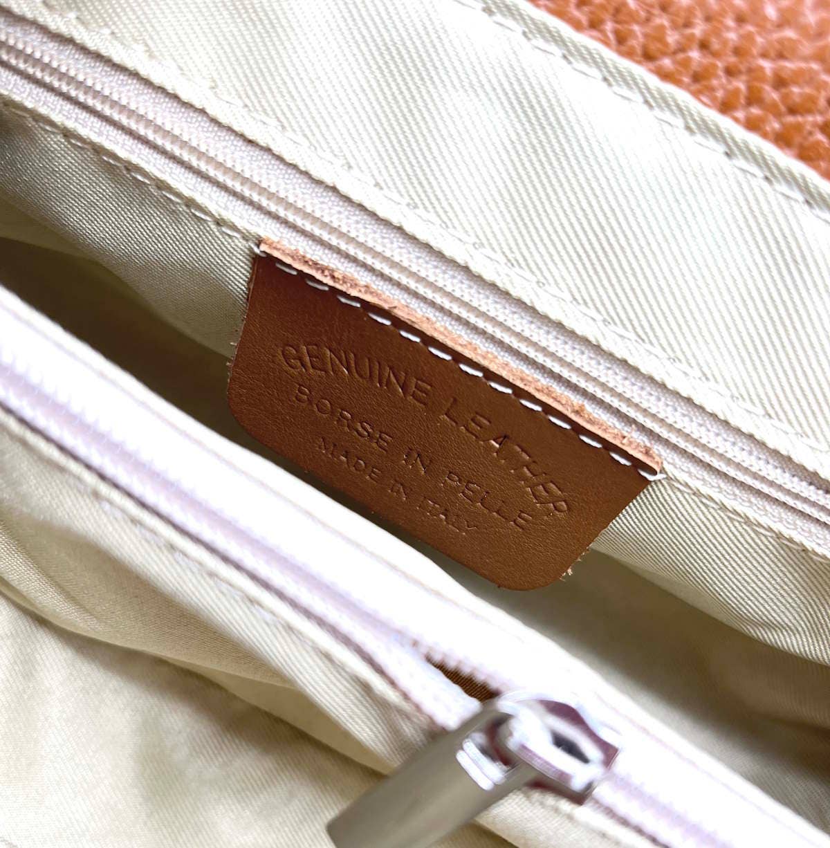 Genuine leather shoulder bag, for women, made in Italy ~ Camel