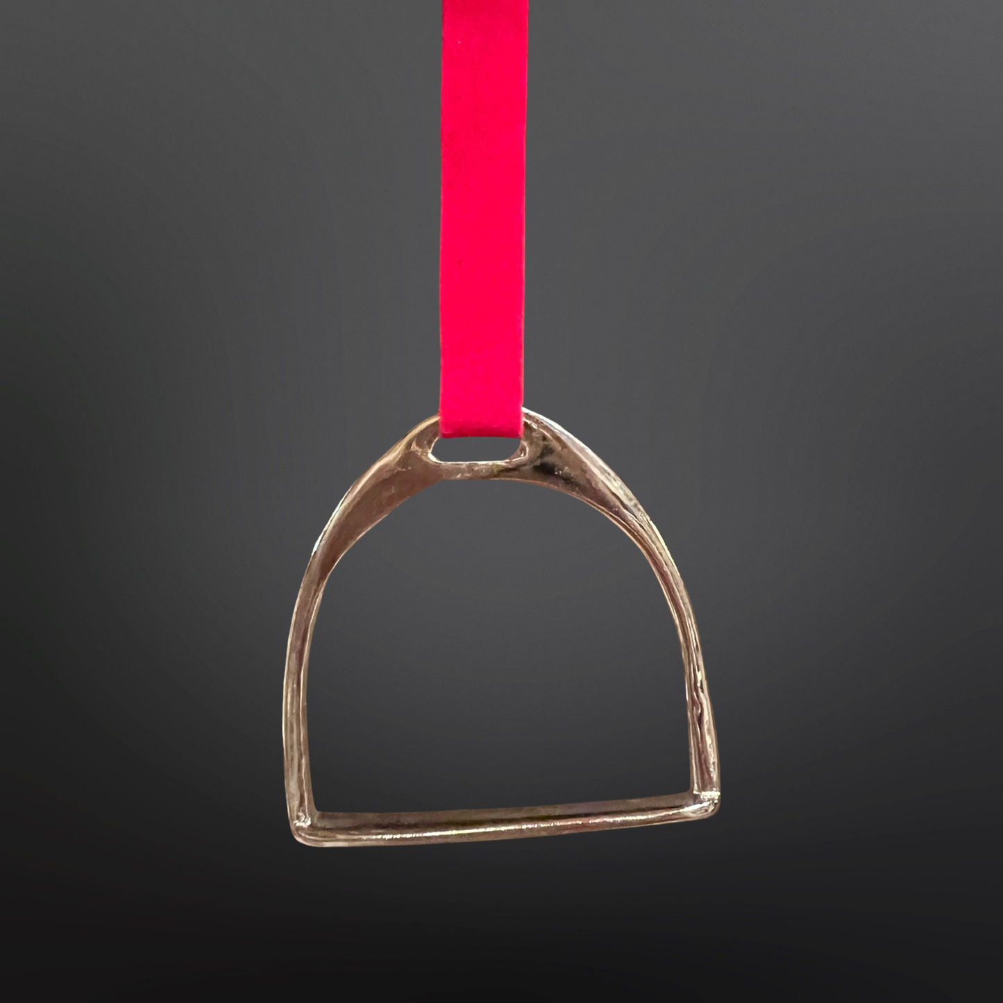Equestrian Stirrup Iron Christmas Ornament : Gold/Red Ribbon SMALL