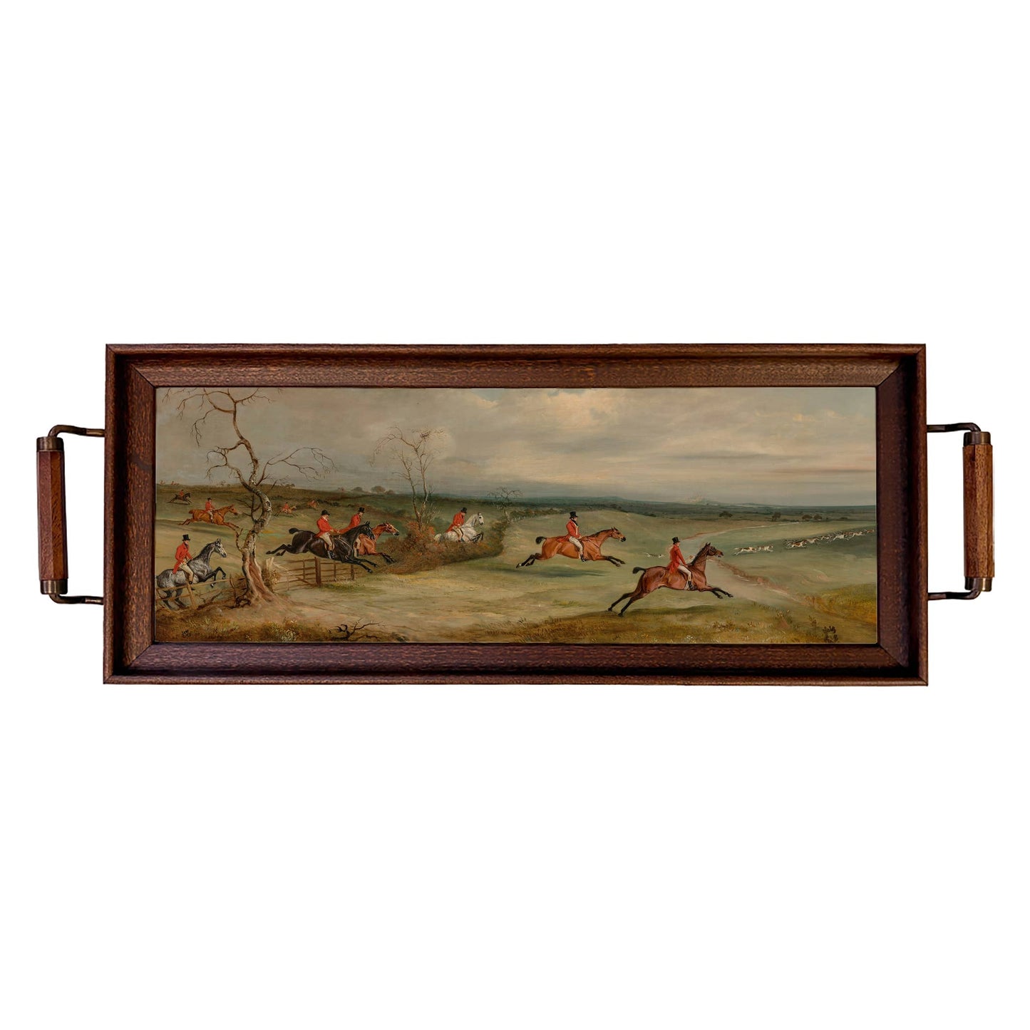 Belvoir Fox Hunt Scene Handmade Wood/Glass Decorative Tray