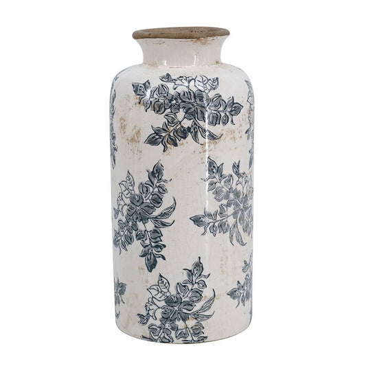 5.5x5.5x12.5" Midnight Blossom Ceramic Vase