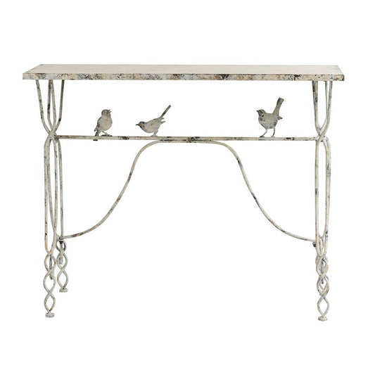 43x16.5x34" French Country Iron Console Table - White