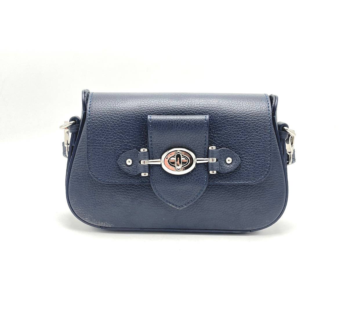 Genuine leather shoulder bag, Made in Italy, art. 112546: Black