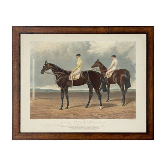 Horse and Jockey A bookplate on a distressed background: Barnwood Frame 310-400 Ee / 16" X 20"