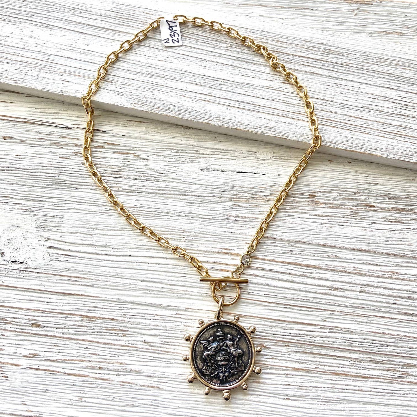 Coin necklace french medallion jewelry  boutique salon: Horse