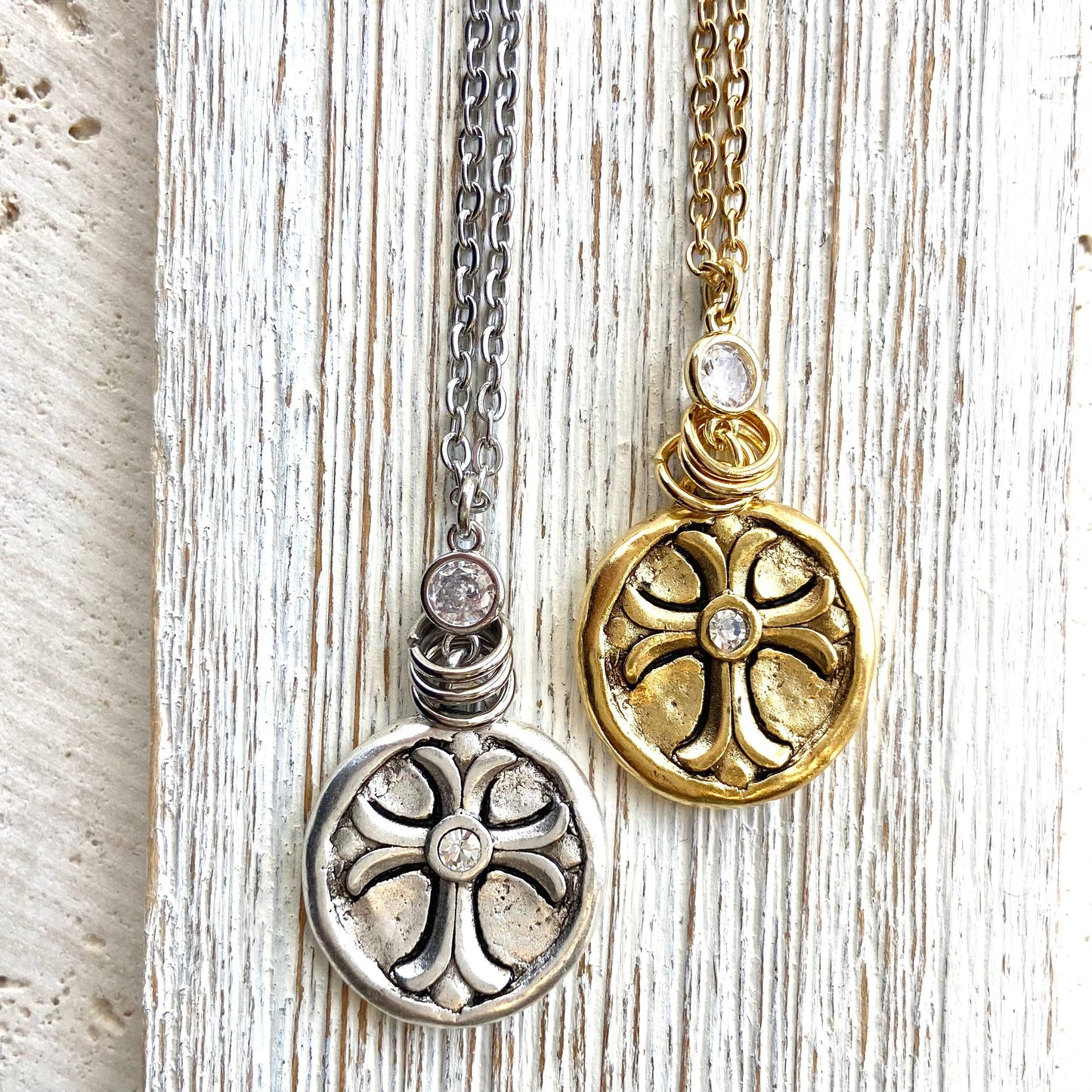 Cross religious jewelry bible lord pray holy God necklace: Gold