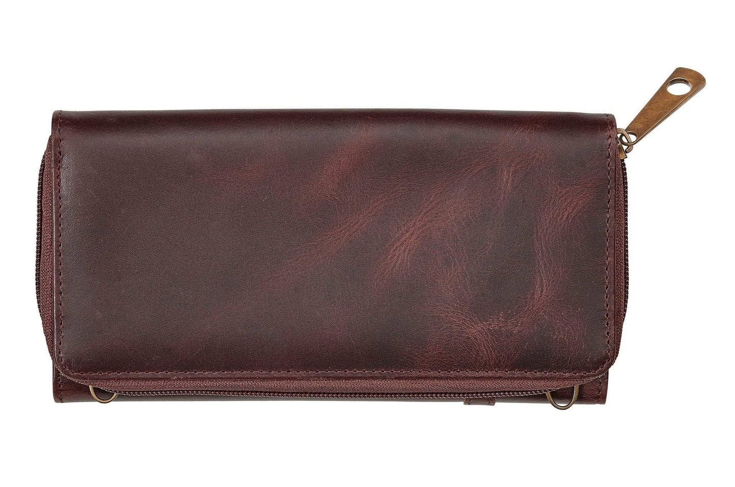 AWST Int'l Snaffle Bit Leather Cross Body Wallet: Brown / STD