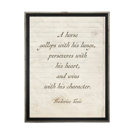 Horse Quote Frederico Tesio On Lined Paper: Black And Silver Narrow Shadowbox 1300-865 Yy / 8" X 10"